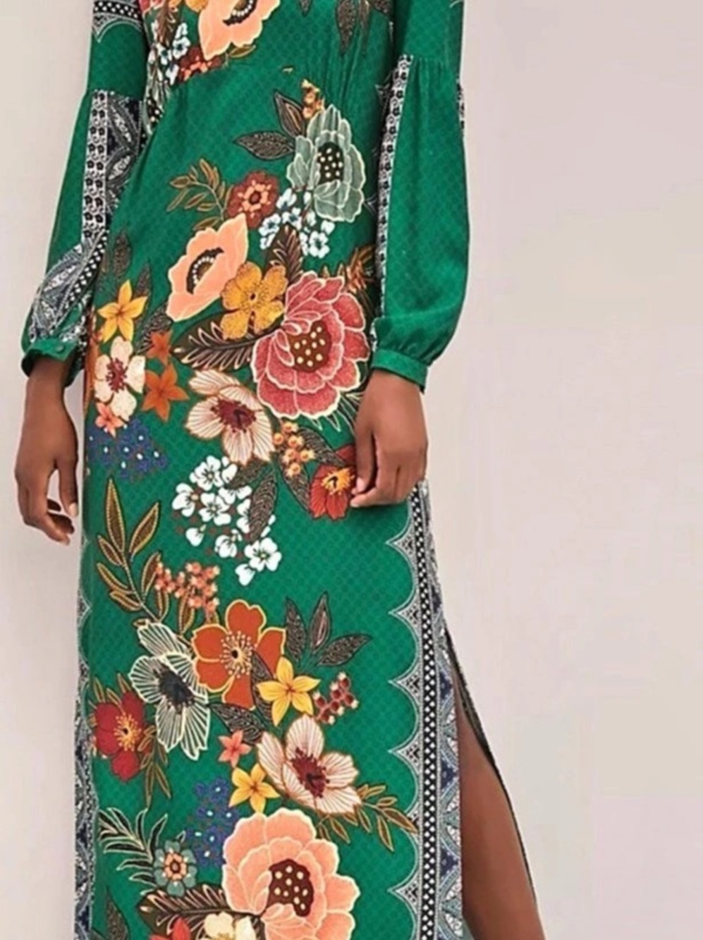 Anthropologie Farm Rio Verde Maxi Dress Floral Maxi Dress in Green Size S
